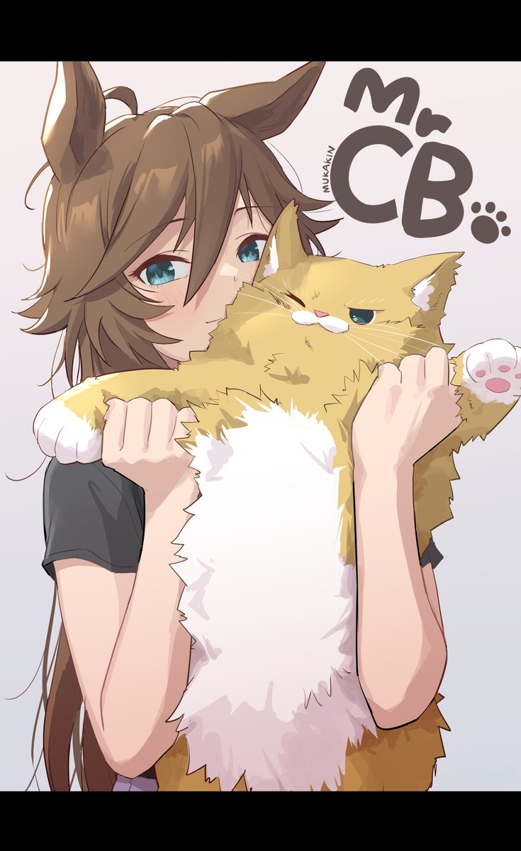 mr. c.b. (umamusume) 1girl animal ears holding brown hair holding animal long hair shirt  illustration images