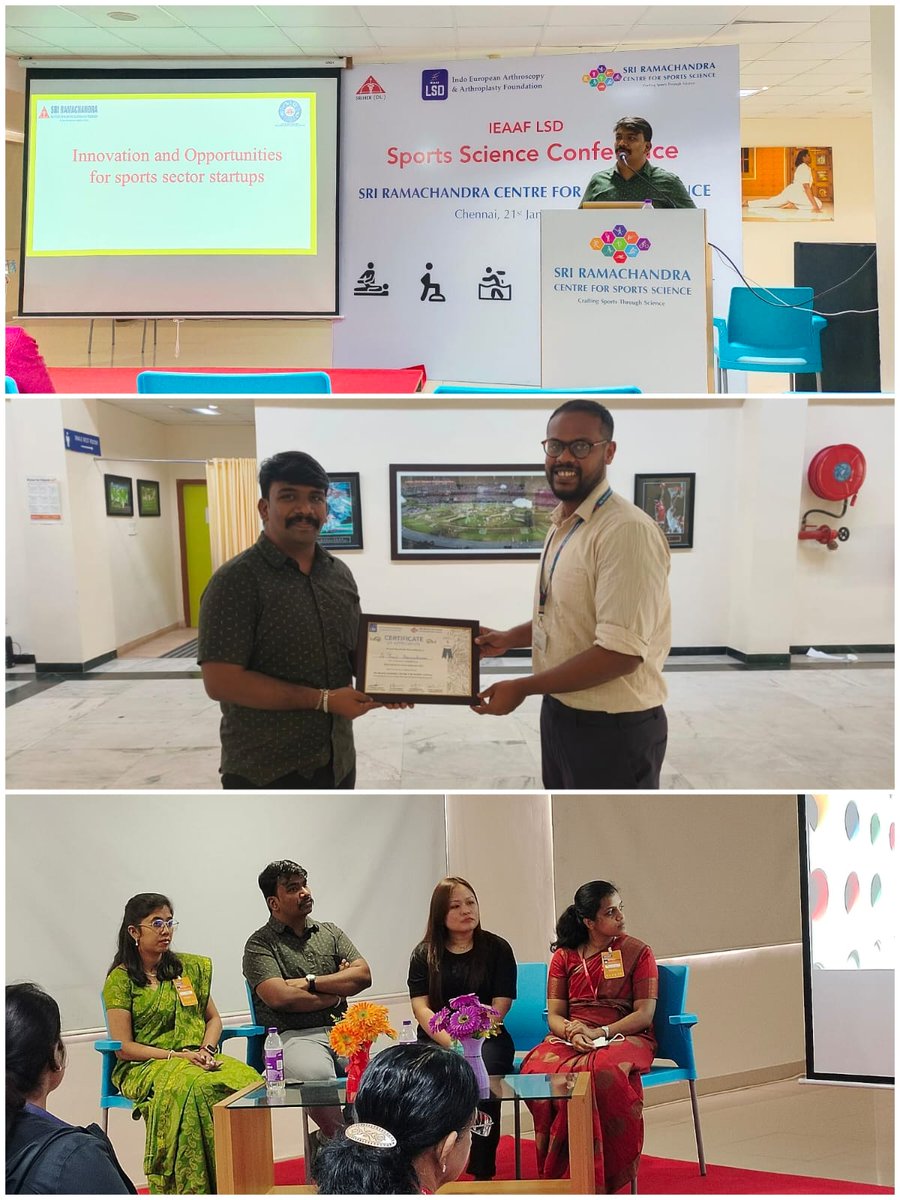 IEAAF LSD Sports Science Conference 2024 had been conducted by Sri Ramachandra Centre for Sports Science on 21 Jan 2024 at @SRIHER_Official . Dr. Anand Thirunavukarasou of @SRIIC_SRIHER  had been invited to deliver a session on 'Innovation
 & Entrepreneurship in Sports Science'