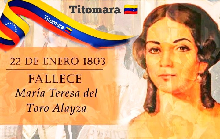 🇻🇪 |• Un #22Ene del año 1803 fallece María Teresa del Toro Alayza, la esposa del Libertador, Simón Bolívar. Tras solo dos años de noviazgo y ocho meses de matrimonio murió de fiebre amarilla a los 19 años. #Titomara
