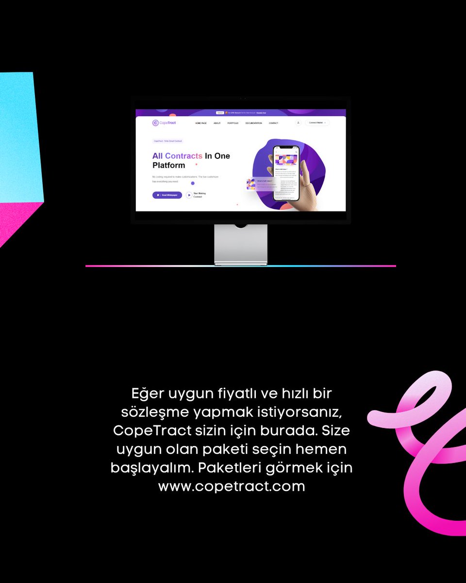 🚀 #CopeTract ile akıllı sözleşmeler kolay ve hızlı! 
✨ Sözleşme değişikliklerini anında görün.
🔔 Her adımı bildirimlerle takip edin.
📝 Hatasız anlaşmalar.
🛠️ Size uygun sözleşme sistemi entegresi.
🌐 İş akışınızı bugün dönüştürün! #contracts