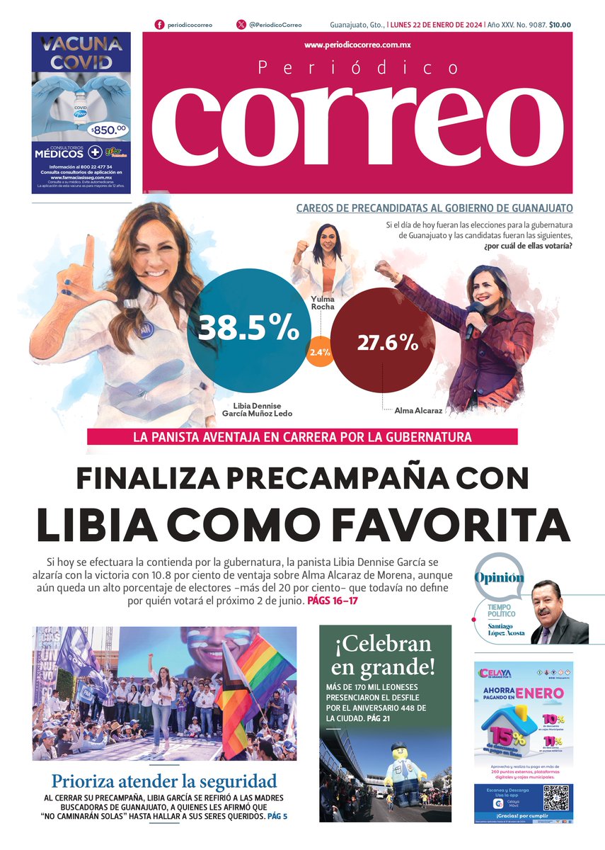 PeriodicoCorreo's tweet photo. 🌞📰 Buenos días, estimados lectores. Hoy es 22 de enero de 2024 y les traemos nuestra #Portada

Entérate de todo aquí 👀👇
https://t.co/PR7jr0dvTb https://t.co/1LsiiaKewv