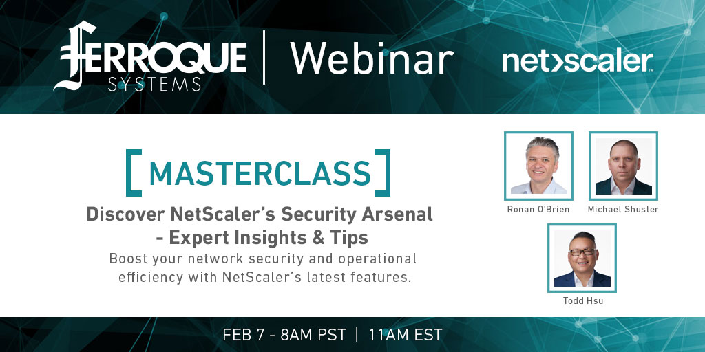 FerroqueSystems's tweet photo. Learn how to leverage #NetScaler’s advanced features to enhance your network's #security and operational efficacy.
Register today: https://t.co/0Yhrzo3cUo
#itinfrastructure #remotework #wfx #digitaltransformation #networksecurity #Workplace #CloudPCs #EUI #MastersofEUI https://t.co/Y0aDBRI0HD