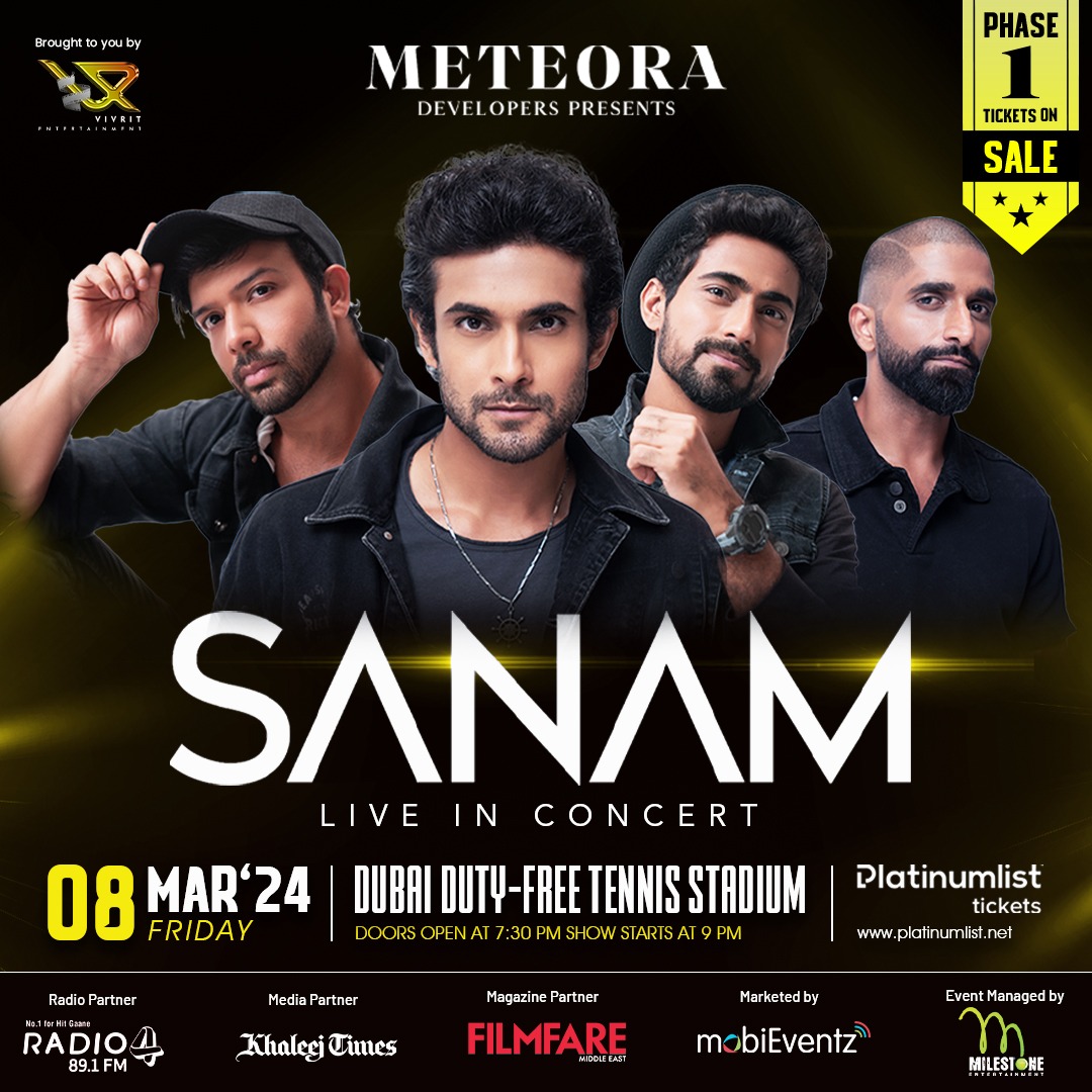 Lights, Camera, Dubai!

SANAM arrives back to add a touch of melody to the city's skyline. Get ready for a night filled with music and memories on 8th March at The Dubai Duty Free Tennis Stadium. Book your tickets now!

dubai.platinumlist.net/event-tickets/…

#SANAMlive #Dubai #SANAM
