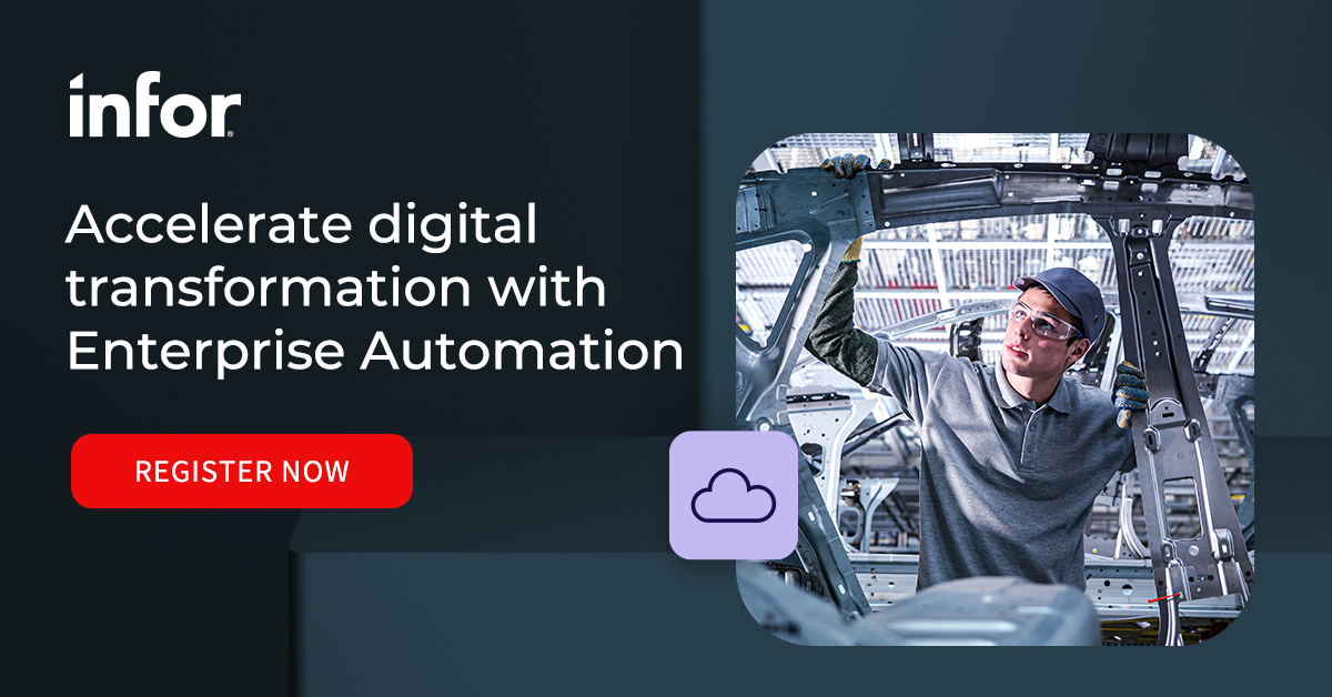 Infor's tweet photo. 📣Join us on 1/25 for this month's session of our Infor CloudSuite Industrial webinar series! Our team will highlight customers who have integrated our automation flows to achieve a 95% boost in productivity.
🔗Register now: https://t.co/9e7pEA4148
#ERP #Manufacturing #CloudSuite https://t.co/bn8Lr8ppNq