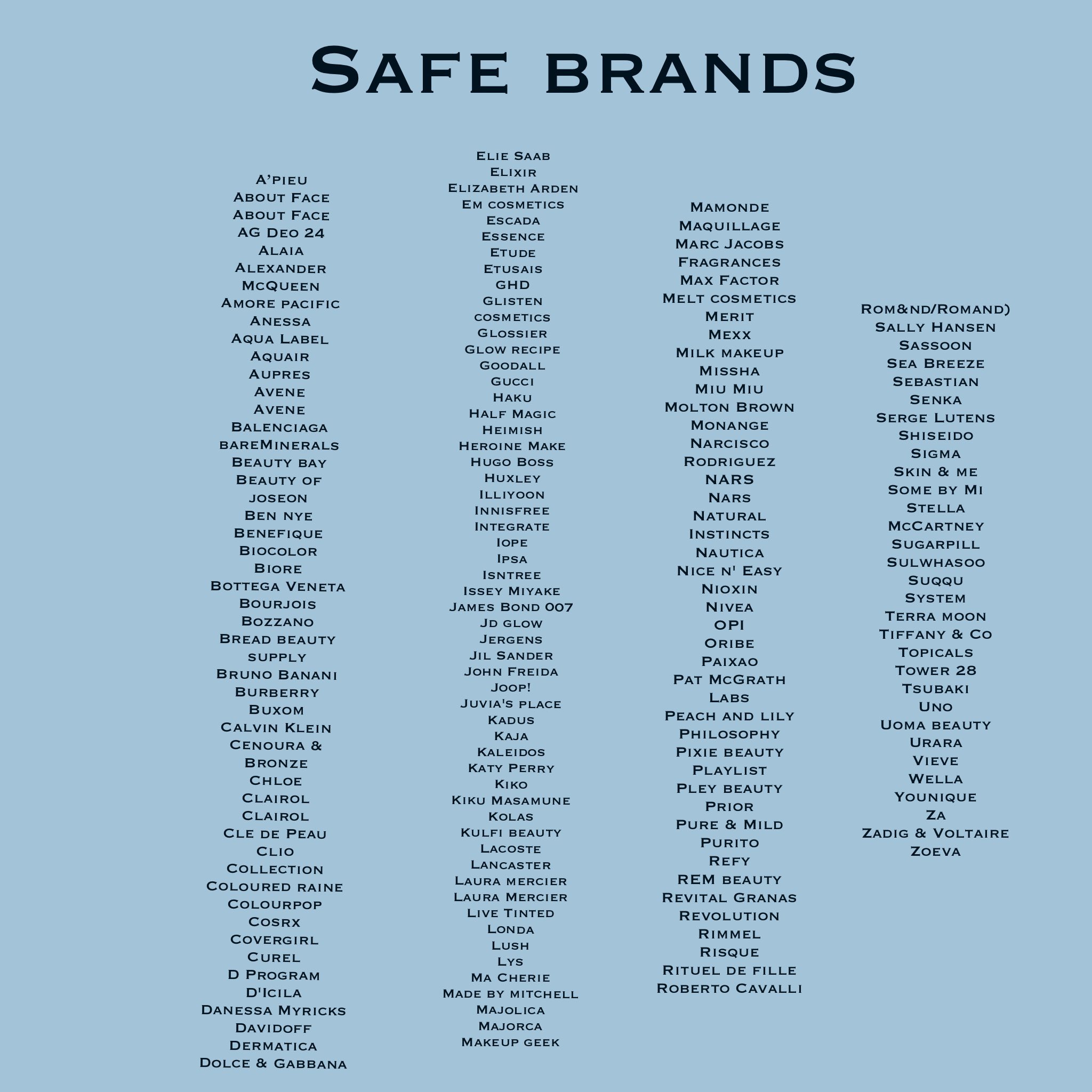 List of safe cosmetics discount
