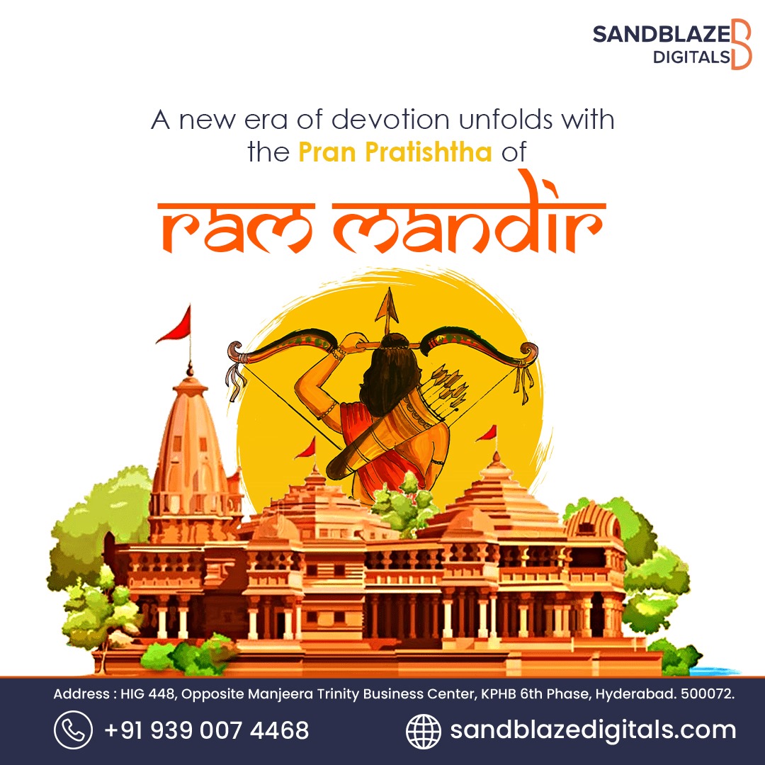 Pran Pratistha at Ram Mandir 🕉: Sacred consecration ceremony where divine energy is invoked into the deity, symbolizing the spiritual presence of Lord Ram in the newly built temple 🙏

#PranPratistha #AyodhyaRamMandir #LordRam #Ayodhya #SandblazeDigitals  #Hyderabad