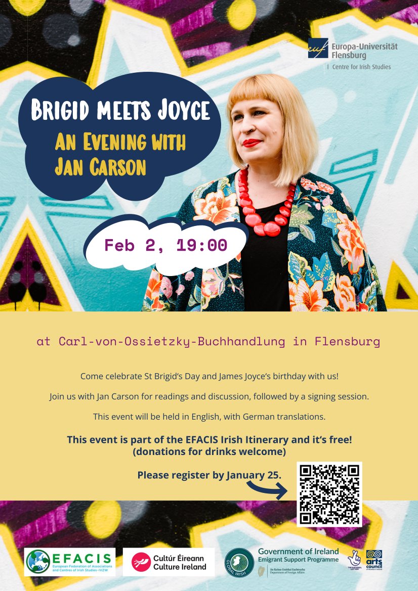 e_efacis's tweet image. Writer @JanCarson7280 will be visiting Hamburg, Kiel and Flensburg on the German #IrishItinerary in January/February.

Do join the events if you are in the neighbourhood!

More upcoming Itinerary events at efacis.eu/itinerary-even…

#irishwriting #irishstudies #novel #shortstory