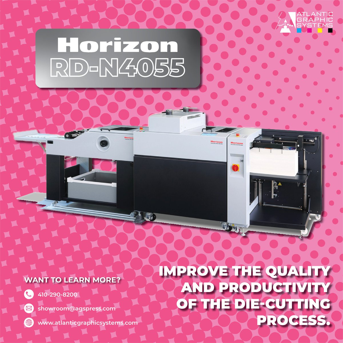 AGSPress's tweet photo. Mondays made magnificent! Elevate your craft with the unmatched capabilities of the Horizon RD-N4055!

From intricate die cut designs to rapid production, we'll show you how to make your Mondays truly magnificent.

Want to learn more? DM us!
#ags #atlanticgraphicsystems https://t.co/aKyD1WhS78