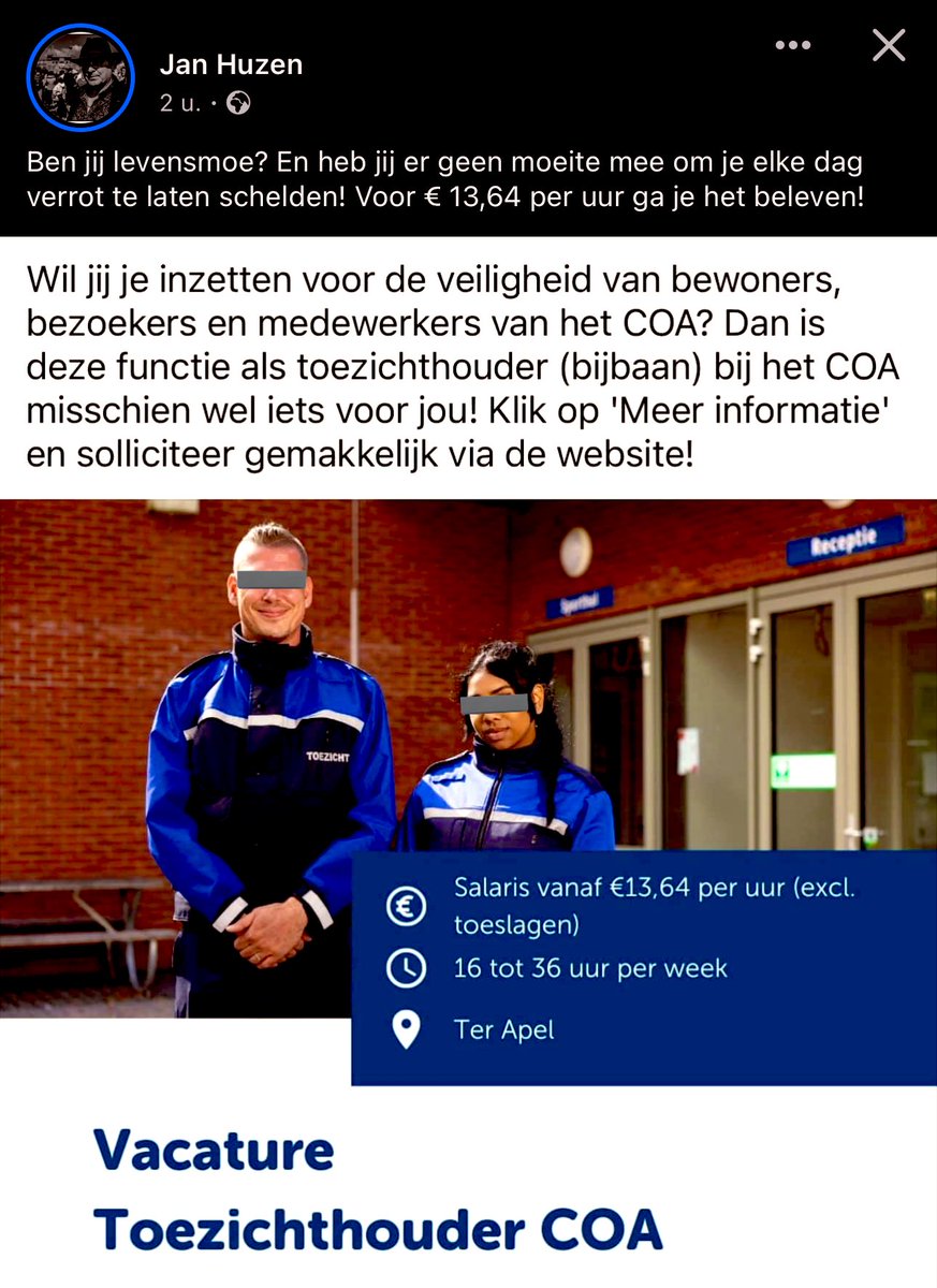 Jantje verveelt zich. In plaats van zijn woorden te rectificeren over de situatie in Wijteveen gaat hij weer over het AZC in Ter Apel zeuren. 
Jantje is maar wat blij met de spreidingswet natuurlijk. Dan keert de rust terug in Ter Apel.