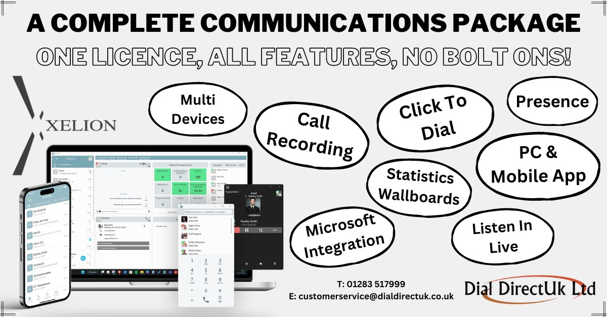 DialDirectUk's tweet image. A phone system with no bolt ons &amp;amp; all the below benefits included at no extra cost! Call us on 01283 517999 to book in a free demo! #landlines #hosted #xelion #telephony #technology #app