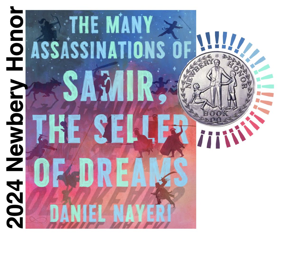 THE MANY ASSASSINATIONS OF SAMIR THE SELLER OF DREAMS Wins the Newbery Honor! I've always thought of Samir as an honorable friend, able to spin nothing but dreams & air into such magic as this--a merchant's crown, as he'd put it. Thank you, librarians, for making it so. #alamya