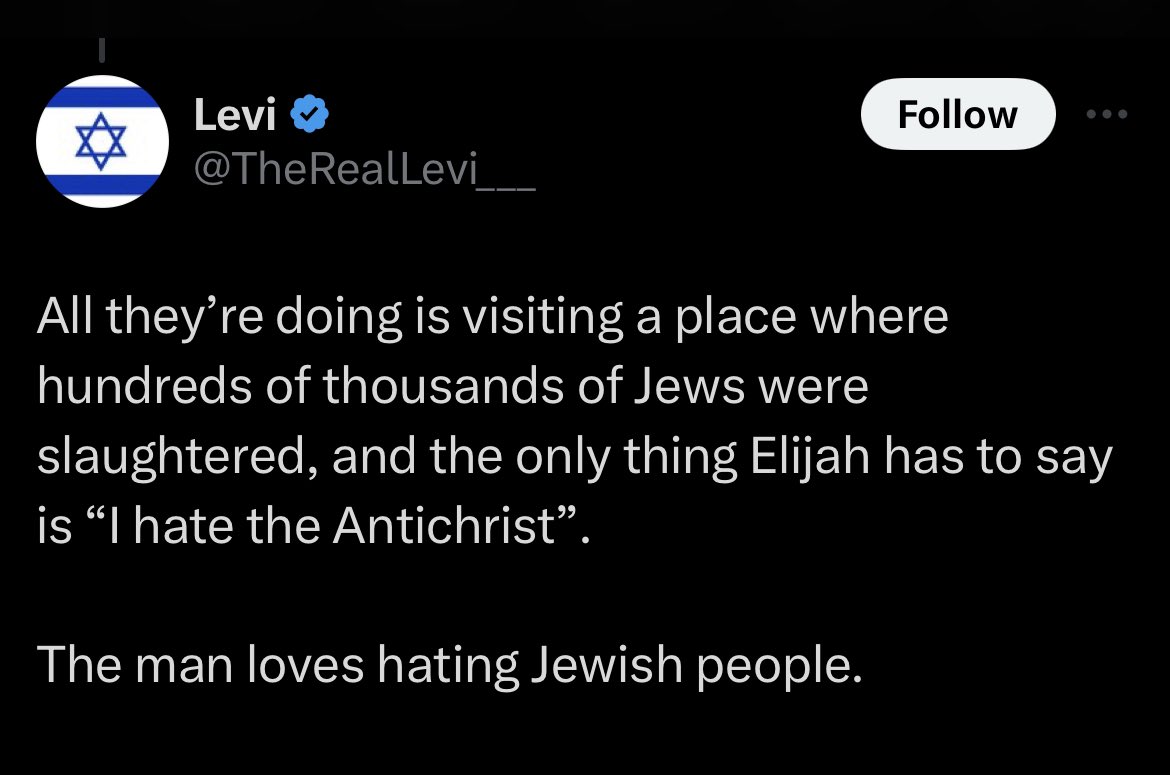 Saying “I hate the antichrist” is apparently now an antisemitic trope You can’t make this stuff up FYI Condemning me for being against the literal satanic antithesis of Jesus is not the win you think it is. Just saying