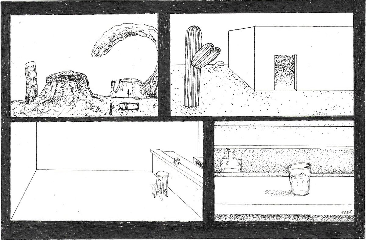 "In a small empty bar on a distant planet, where the heat is often unbearable, a single drop of condensation slowly creeps down the side of a tall glass of ice cold spirits."🌌🏜️🥃