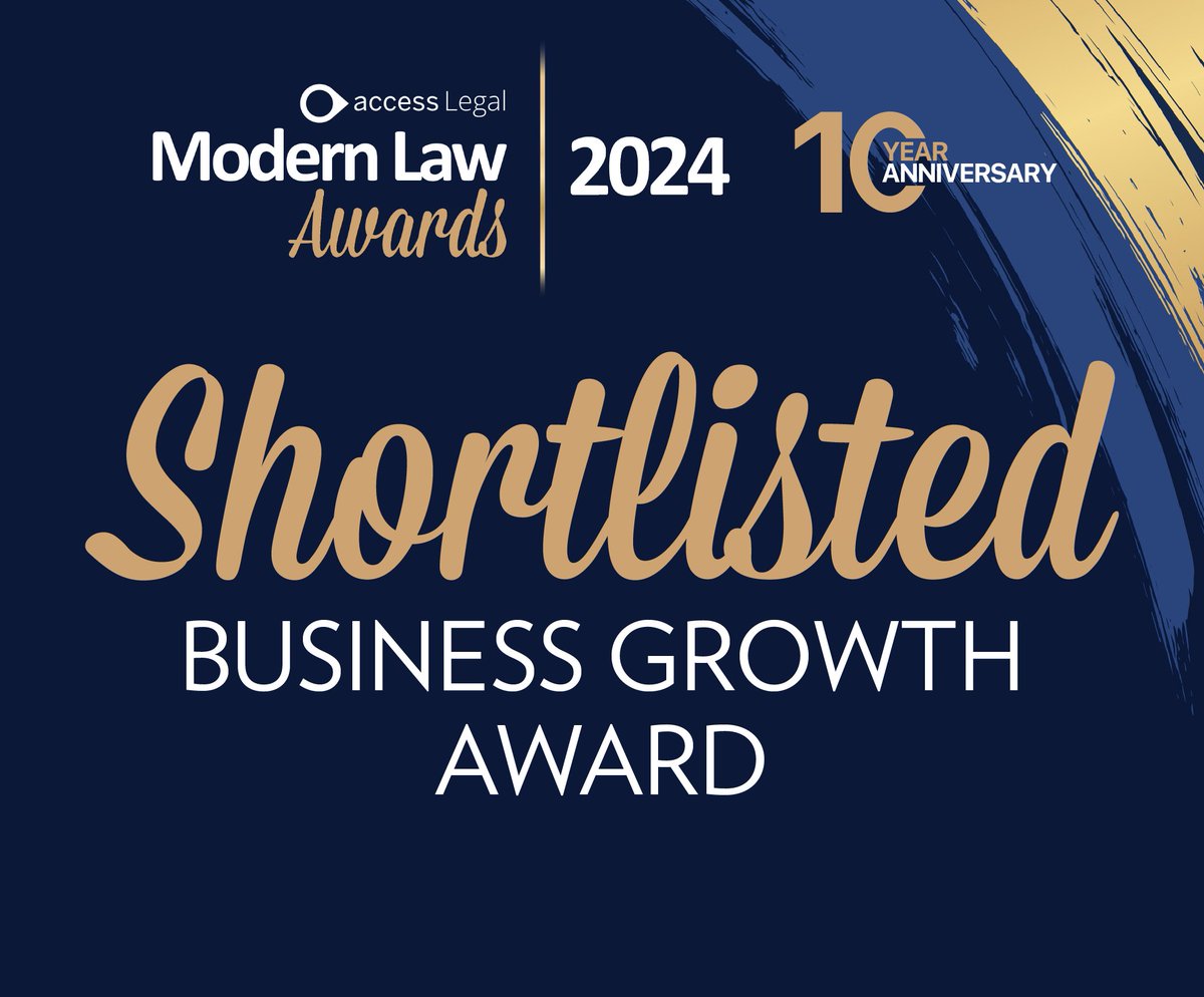 We're incredibly proud to announce that we've been shortlisted for not one, but TWO prestigious awards at the Modern Law Awards 2024!

#ModernLawAwards2024 #BusinessGrowth #ManagingPartneroftheYear