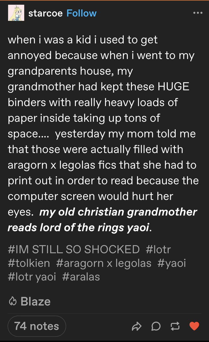 This would be me in about 30 or so years later. And the binders will half full with Crowley and Aziraphale fics 🌝
#crowazi
#aralas