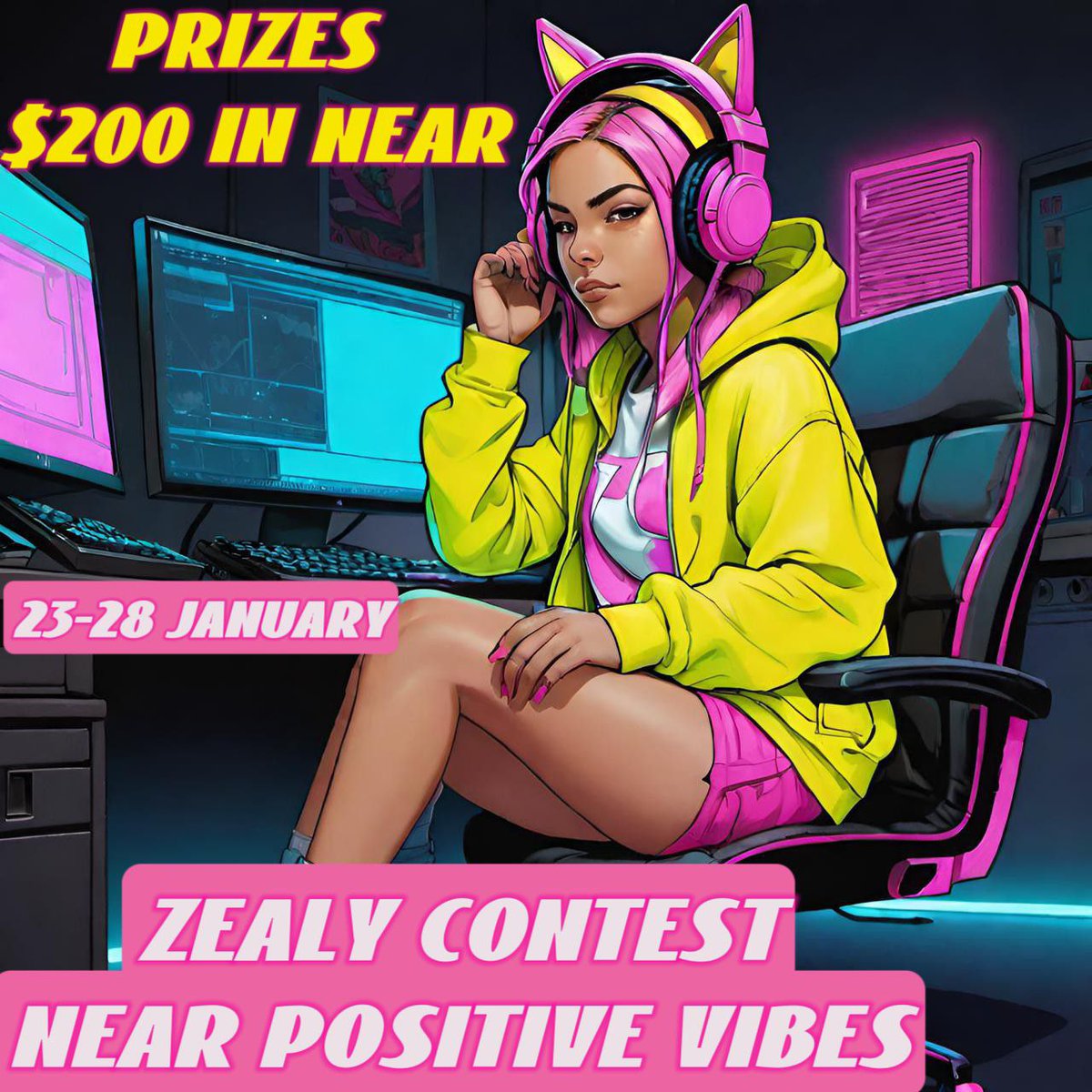 NearPositive's tweet photo. 🎉 Zealy Contest from Near Positive Vibes is here!🤩

📆22 - 28 January,

🎁Prizes: $200 in $NEAR

➡️https://t.co/vnqs15Ux22

 ⌛Deadline: 28 January 

✅Complete as many daily tasks as possible

🔎More info on the contest can be found in our chat
https://t.co/VBC1sEWDtB

#NEAR https://t.co/t0XHo69WSG