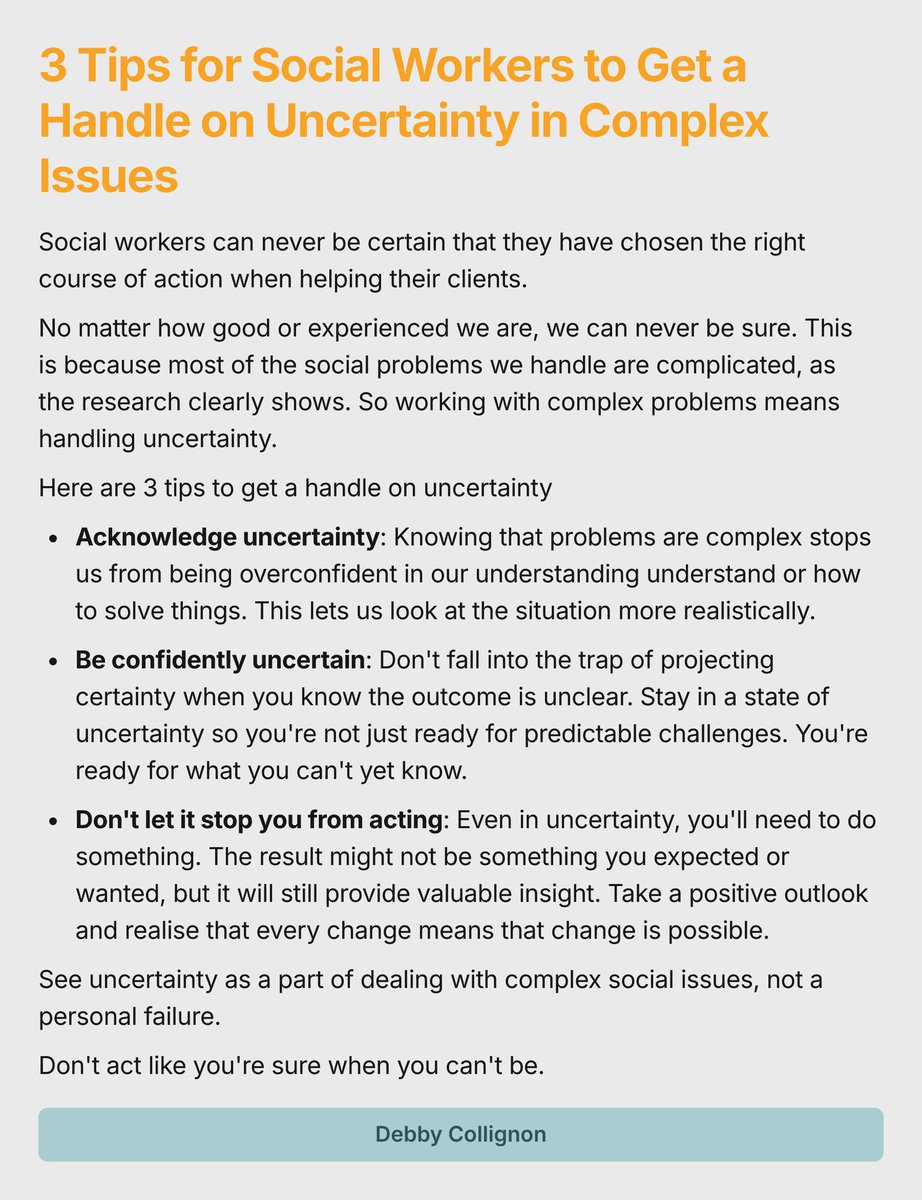 3 Tips for Social Workers to Get a Handle on Uncertainty in Complex Issues

#SocialWork #Uncertainty #NavigatingComplexity  #SocialWorkChallenges #UncertaintyInsights #SocialWorkTips #ProfessionalGrowth #RealisticApproach #UncertaintyInsights