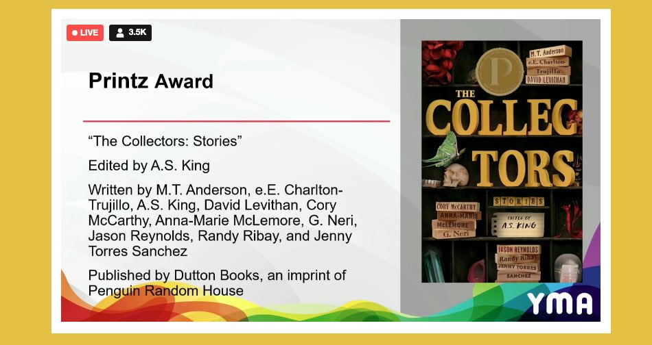 Congratulations, Cory McCarthy and to all of THE COLLECTORS authors and editor, @AS_King ! ✨🎉✨🎉✨