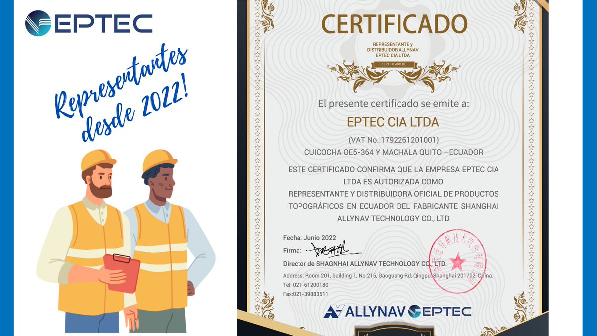 EPTEC_EC's tweet image. ¡Celebramos la renovación de nuestro contrato de distribución de equipos! Comprometidos con la excelencia para ofrecerte lo mejor en equipos GNSS

Visítanos en eptec.net/contacto

#DistribuidorOficial #allynav #RTK #geodesia #topografia #gnss