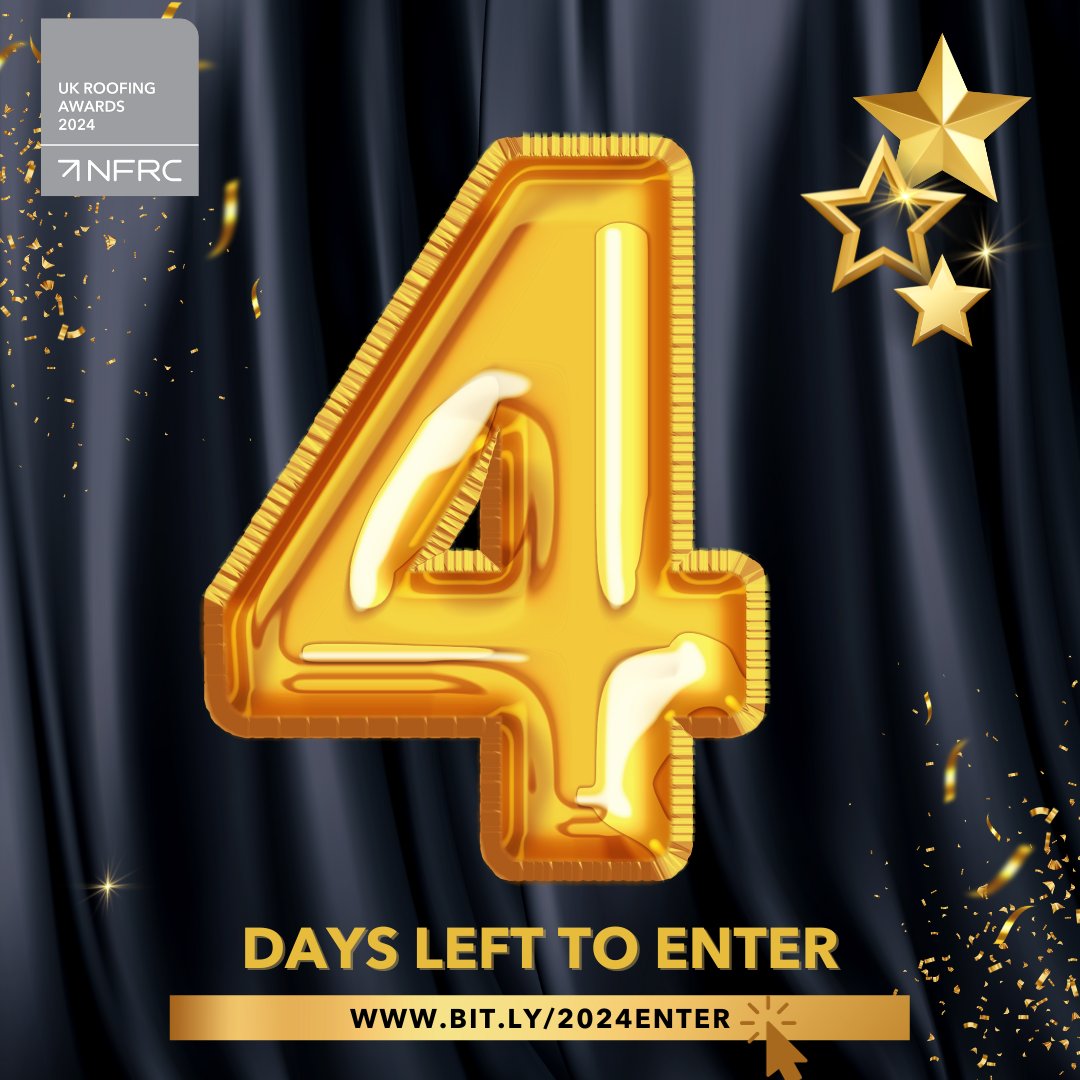 ⏳ Have you submitted your entry to the UK Roofing Awards 2024 yet? If not, time is running out!

Entering is FREE, and there are 16 categories to submit your project: bit.ly/2024Enter

#RoofTiling #RoofSlating  #SinglePly #MasticAsphalt #RoofingContractor #RoofingAwards