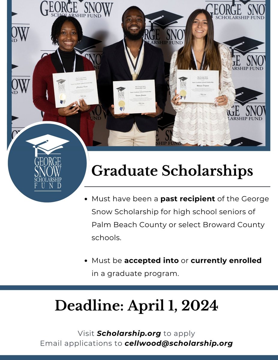 📣 Attention #SnowAlumni! Applications for the Graduate School Scholarship are now open at scholarship.org/scholarships/#…