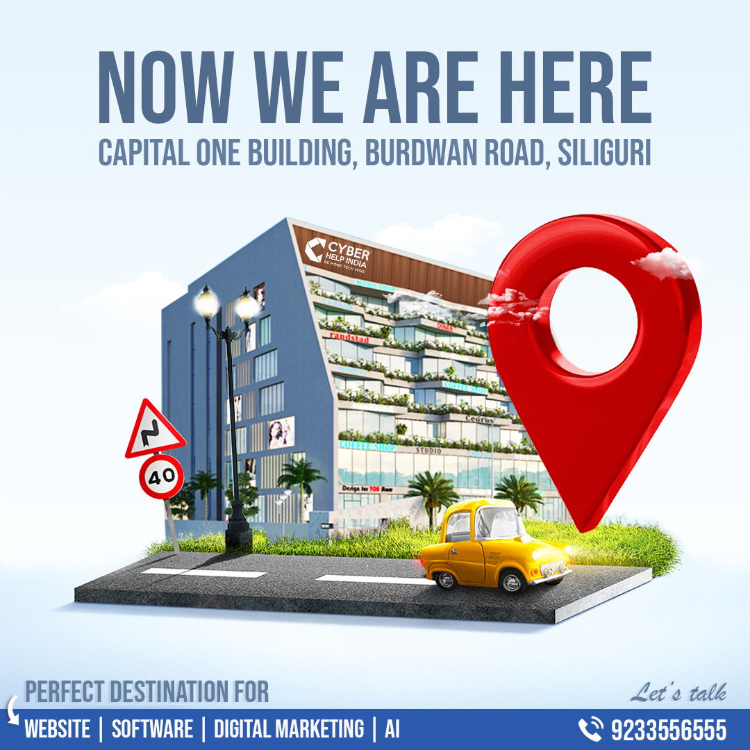 We are extremely happy and thrilled to announce that, we have started operating from our New Workspace-Capital One Building, 4th Floor, Burdwan Road, Siliguri.

Contact us for more info.
Call: +91 92335 56555

#cyberhelpindia #onlinebusiness #itcompany #websitedesigning