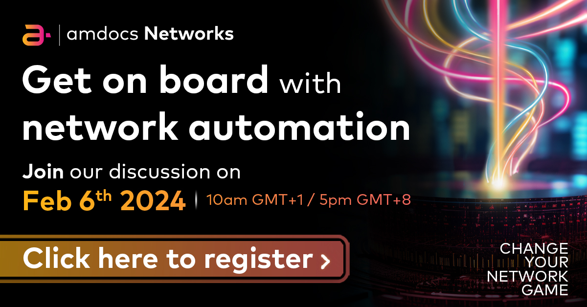 AmdocsNetworks's tweet image. Join us for a #webinar on the evolving landscape of #networks toward #ZeroTouch #Automation. Hear from industry leaders from @Microsoft, @Telefonica, & @m1limited, & @Amdocs to learn how this will change the network game across industry verticals. nw-roundtable.forms-wizard.biz/website/index
