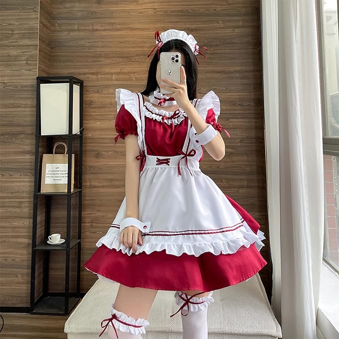 AmazonBahemut's tweet photo. $30 Prime Red French Maid Outfit Anime Cosplay Lolita Maid Dress French Maid Costume Plush cat ear Socks set https://t.co/S0Oum744WB #frenchmaid #cute #lolita https://t.co/t3Y57nOi7Q
