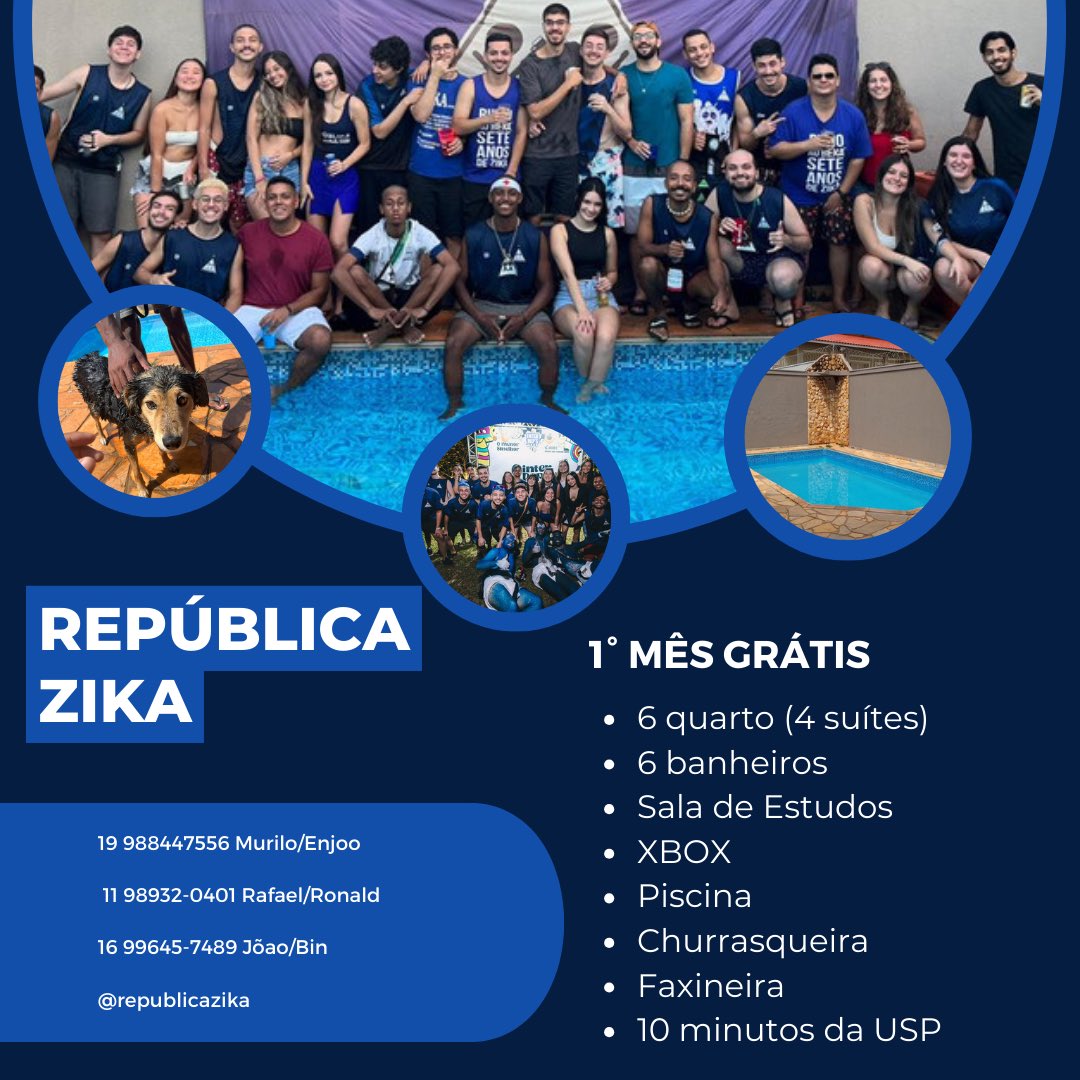 molina2_0_'s tweet photo. Parabéns pela aprovação na maior da América Latina, calouro!! Nós, da República Zika, estamos com vagas!
Entre em contato com a gente para nos conhecer e fazer parte dessa história!! 💙🤍
#moreemrep #RibeiraoPreto #faculdade #USP #USPRP https://t.co/NBsd1WnN8O