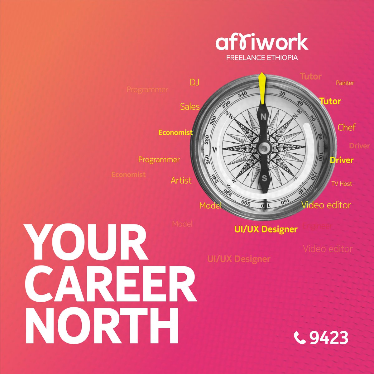 Let us guide you through your career navigation.

Your Career North: lnkd.in/dxZ5QRDj

#CareerGuidance #ProfessionalJourney #JobOpportunities #CareerNavigation #CareerNorth #FreelanceEthiopia #Afriwork
