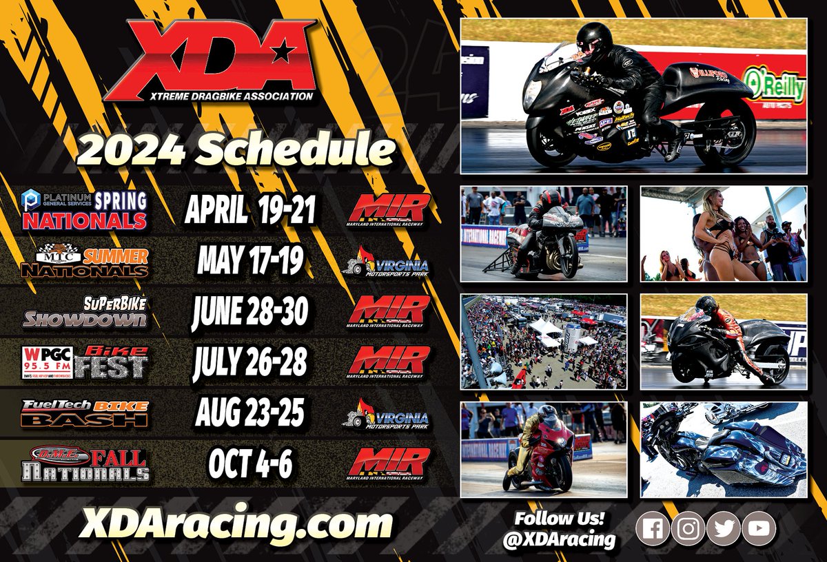 We're excited to host the @XDARacing series back at @RaceVMP for two stops on their six race season. These events feature some of the quickest and fastest motorcycles on planet earth and more! If you are a two-wheel fan and you haven't been to an XDA race yet, 2024 is your year!