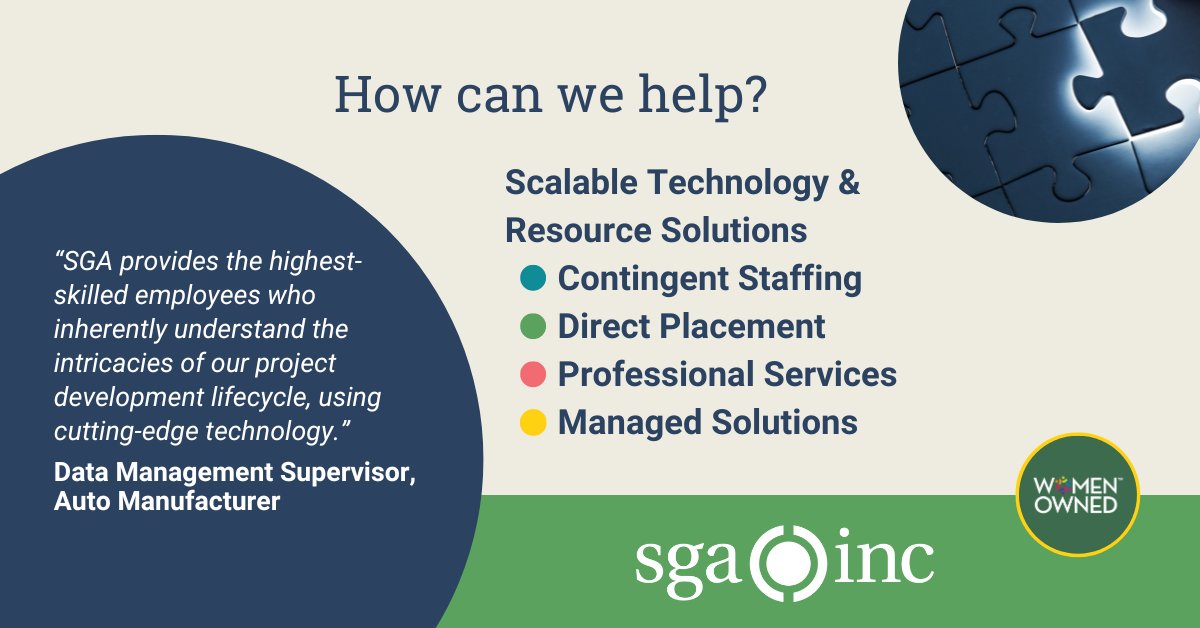 sgainc's tweet image. Struggling to understand the best way to grow your team? We can help you determine the best mix of permanent and contingent talent and then support you with our comprehensive suite of #ResourceSolutions.

#ContingentLabor #DirectHire #ProfessionalServices #SGAinc
