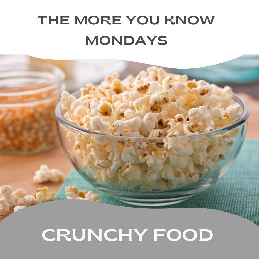 Did you know that scientifically crunchy food tastes better than softer food?  Check out our Facebook and/or instagram to learn the science behind the crunch!

 #CrunchyFood #FoodScience #TasteBuds #FoodLovers #FoodiesOfInstagram #FoodExploration #FoodFacts #FoodResearch