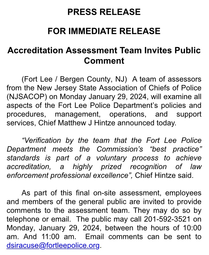 Fort Lee Police tweet media