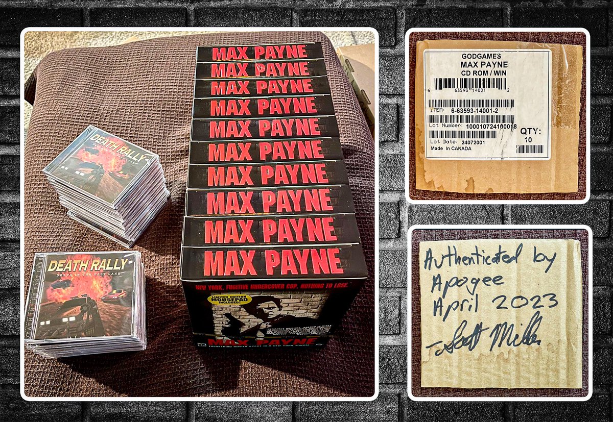 REMEDY GAMES GIVEAWAY (APOGEE ERA)! In the wake of all of Remedy's success, we're giving away an unopened mint condition Max Payne PC retail box, AND a mint Death Rally CD case. PLUS, the actual Max Payne packing label, authenticated by Apogee! Enter👉 Like, RT & Follow