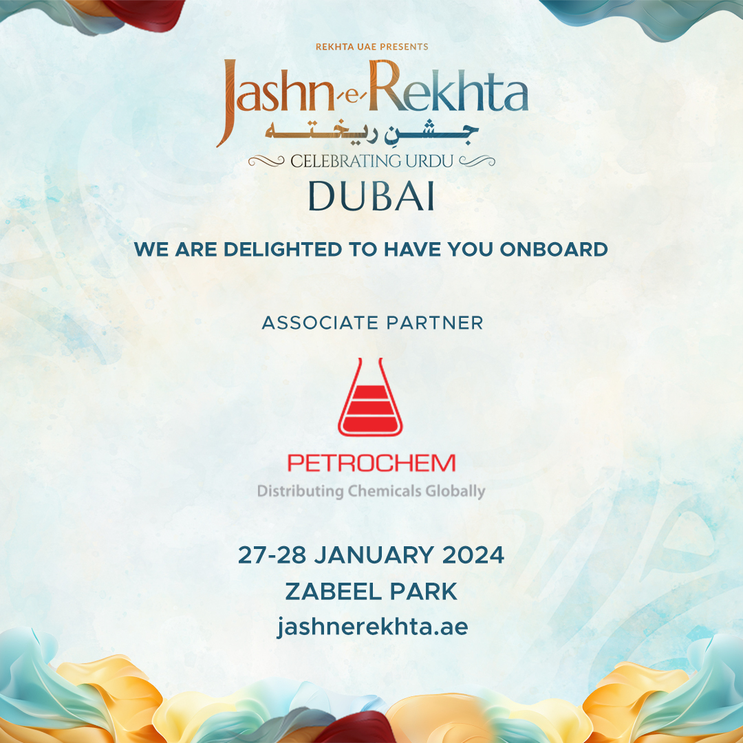 We are happy to announce Petrochem as Associate Partner for Jashn-e-Rekhta #Dubai