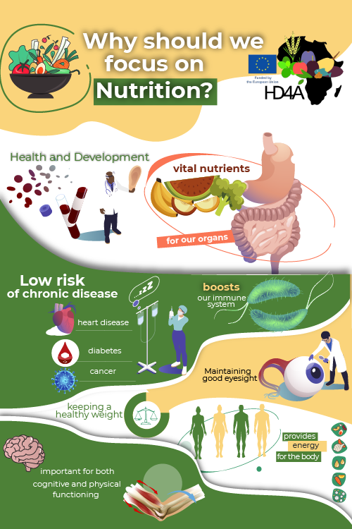 Healthy4A's tweet photo. Why is #nutrition important? It is a key factor for good #Health and development. Unbalanced nutrition can cause various forms of #malnutrition, including hunger, micronutrient deficiencies and non-communicable diseases which threaten #foosecurity in Africa.
๐#HD4A project https://t.co/D3W9GqgXzE
