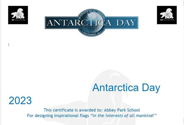 AbbeyParkSchool's tweet photo. It is fantastic to see that our @AbbeyParkSchool flag has made its way to Antarctica on the RRS Sir David Attenborough with Theresa Gossman, a lab manager with the British Antarctic Survey. This photograph was taken in the Lemaire Channel along the West Antarctic Peninsular. https://t.co/e88va3K39y