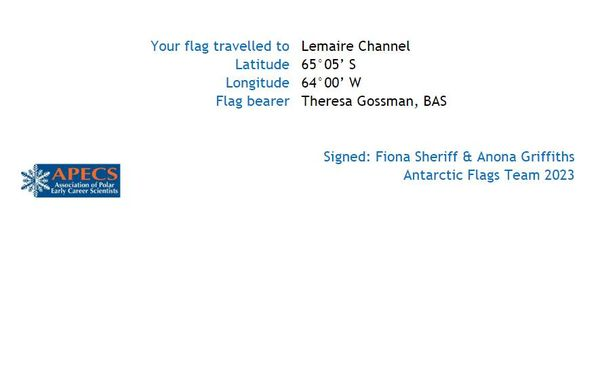 AbbeyParkSchool's tweet photo. It is fantastic to see that our @AbbeyParkSchool flag has made its way to Antarctica on the RRS Sir David Attenborough with Theresa Gossman, a lab manager with the British Antarctic Survey. This photograph was taken in the Lemaire Channel along the West Antarctic Peninsular. https://t.co/e88va3K39y