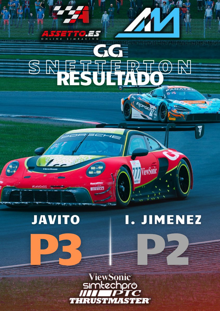 GGSimRacing's tweet photo. Primera carrera en el equipo de ambos pilotos y... ¡primer podio para ambos!
@javitownzz @Ivanjl_127 🍾🍾.
#LetsgoGG https://t.co/shwrnPtyXI