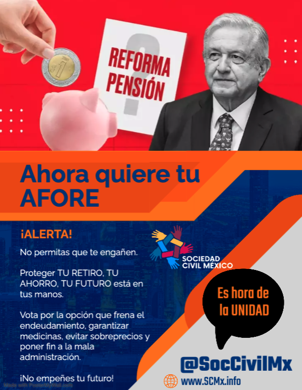 SocCivilMx's tweet photo. #ConMiAforeNO

No tienen llenadera, han robado tanto que pareciera robaron la indignación a varios.

#MorenaTeQuiereRobarTusAhorros

Ahora van por los ahorros de nuestra vida... No lo permitiremos

#ConMisAhorrosNo

19 de Mayo... #SeguimosEnMarcha

Somos #MareaRosa https://t.co/wGFuoT6sHh