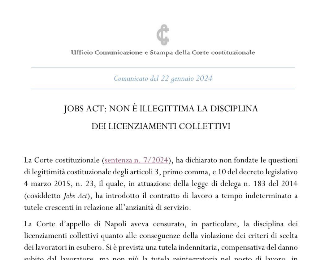 EnricoBorghi1's tweet photo. La critica serrata al “Jobs act” fu - insieme con la polemica contro la “buona scuola” e la riforma costituzionale - la punta di lancia della battaglia lanciata dalla sinistra Pd contro la leadership e le politiche riformiste del governo Renzi. Si sostenne a piene mani, e in tutte le sedi, l’incostituzionalità del Jobs act, argomento talmente pervicace da essere impiegato dalla stessa componente politica e dai suoi esponenti per anni, fino alla recente campagna elettorale del 2022. Ora la Corte Costituzionale sancisce che il Jobs act non era illegittimo, e tutta la vicenda si riassume per ciò che è stato: una battaglia di potere. Per il potere, non per gli ideali. Post scriptum: quella polemica bloccò sul nascere un partito riformista di massa, come il Labour. E apri’ la porta al populismo e al sovranismo. Non si pretendono abiure, né scuse. Ma almeno il coraggio di riconoscere la verità.