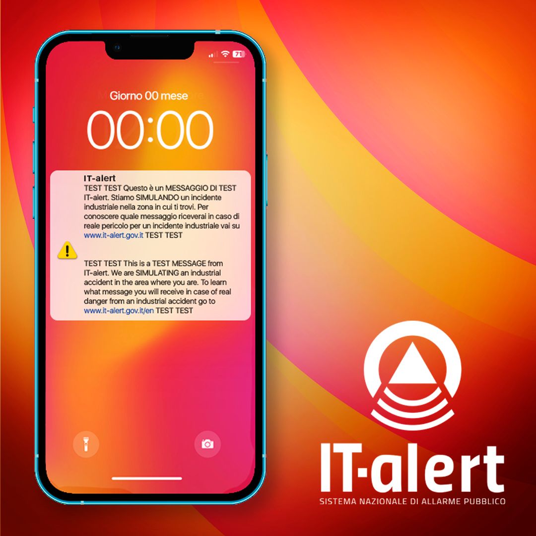 #23gennaio In programma oggi alle 14:30 un test #ITalert per rischio incidente industriale. Se ti
troverai nel territorio compreso in un raggio di 2 km dall’impianto
🔵 TOSCOCHIMICA, Prato (PO) e Campi Bisenzio (FI)
o in aree vicine, riceverai sul tuo cellulare questo messaggio👇