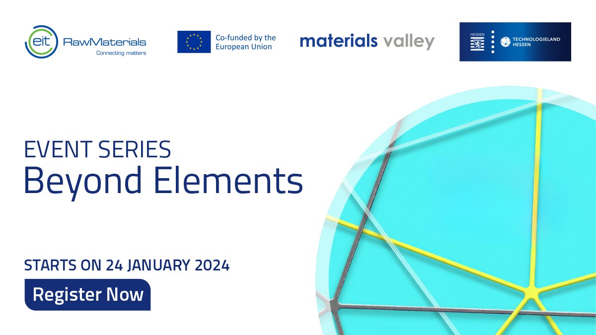 🚀Join us online for the start of the event series, “Beyond Elements' - 24 January 24. Jointly organised with @technologieland Hessen & Materials Valley Rhein/Main. #RawMaterials #events #innovation #materials #metals #batteries Register now! materials-valley.de/anmeldung-24-0…