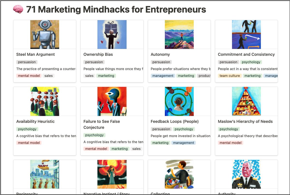 There are 71 marketing &amp; psychology "Mindhacks" I used to do over $431M in sales

I collected them all for you

Want a free copy? 

Like ❤️ &amp; Comment and I'll DM it to the first 231 people 

(must follow me to get DM)