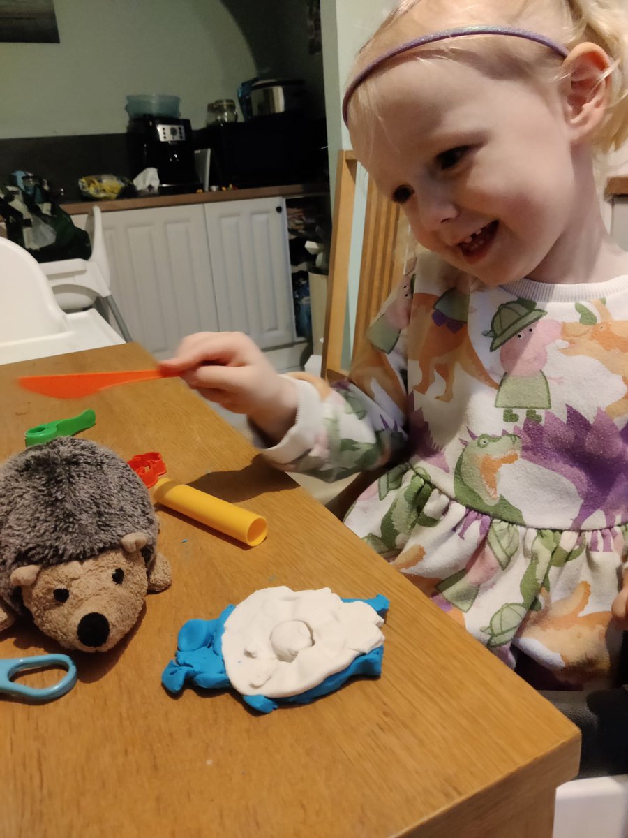 steffrhwill's tweet photo. Ma @DewiDraenog wedi cael penwythnos da iawn gyda Gwenno yn bwyta llus a chware gyda'r toes! Aeth i nofio hefyd ond dos dim tystiolaeth ffotograffig yn anffodus. https://t.co/Xl71Vbczlz
