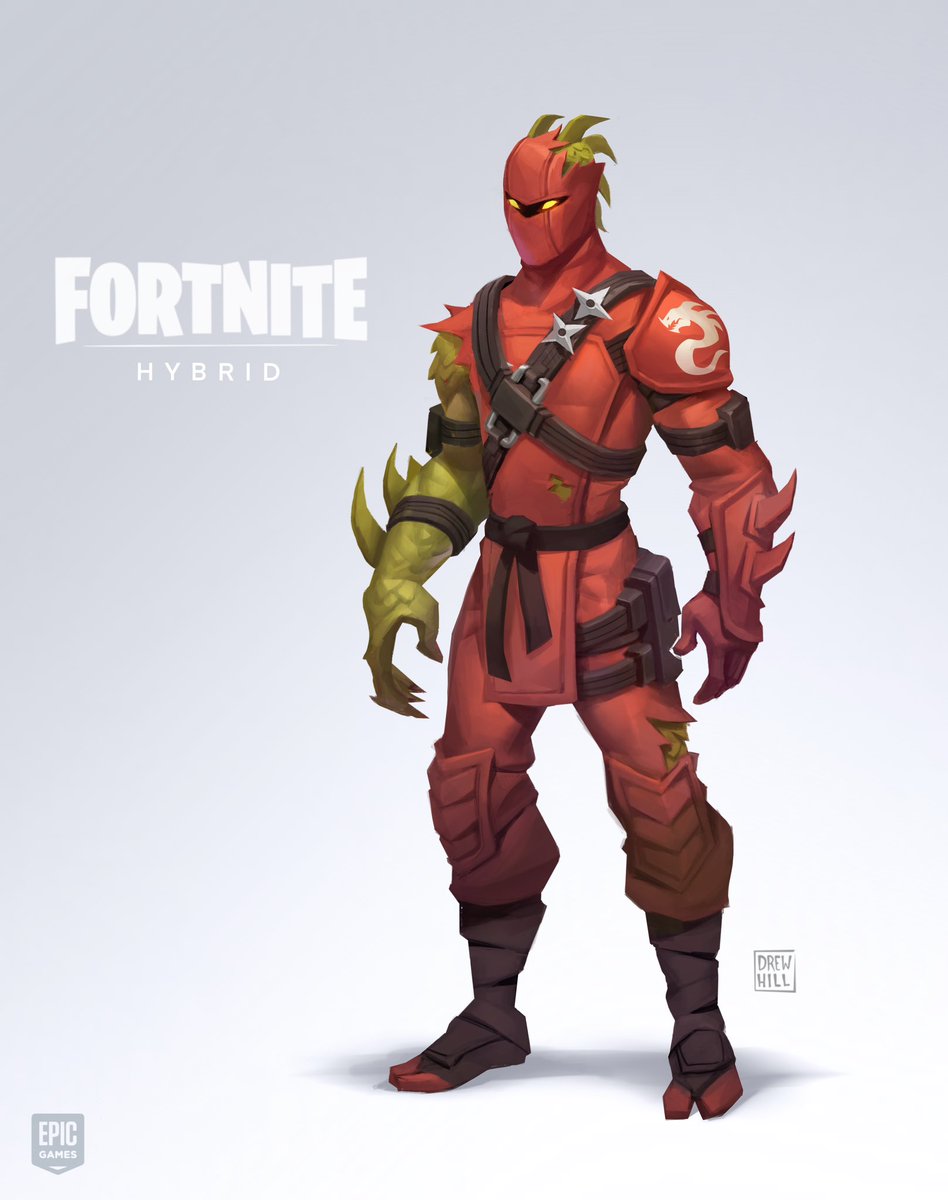 drewhillstudio's tweet photo. This was my first concept painting from when I designed Hybrid for the Chapter 1 Season 8 battle pass. Long before I worked on Fortnite, I had an idea to create a dragon disguised as a ninja and saw it as the prefect opportunity to finally make him. I created his other styles as well and will be posting them #Fortnite #FortniteArt #conceptart #EpicGames #ninja