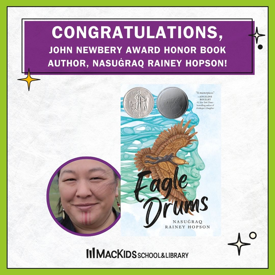MacKidsSL's tweet image. Nasuġraq Rainey Hopson&apos;s debut, EAGLE DRUMS, is a Newbery Honor Book!!!! Congratulations, @Nasugraq!!! 🎉🎉🥳😭😭 @wearealsc #ALAyma #LibLearnX24

bit.ly/3S1Y61U