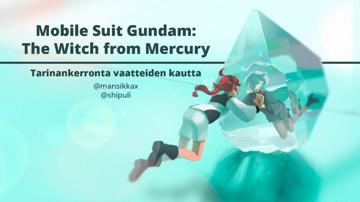 mansikkax's tweet photo. Tänä perjantaina Kuusi-salissa heti avajaisten jälkeen minä ja @Shipulikun luennoidaan vaatteista Witch from Mercuryssa, tulkaa kuuntelee 🙇 #desucon https://t.co/E9fY8zdpyZ