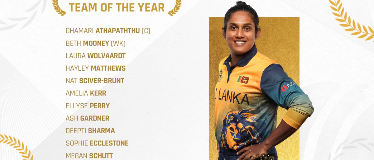 The ICC Women's T20I Team of the Year is here, with Chamari Athapaththu as captain!

READ: shorturl.at/djntV #SLC #lka